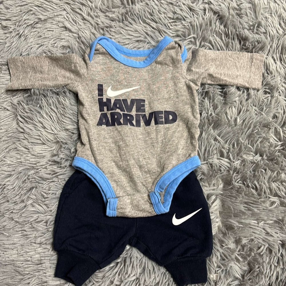 Nike Gray & Blue Matching Bodysuit Set